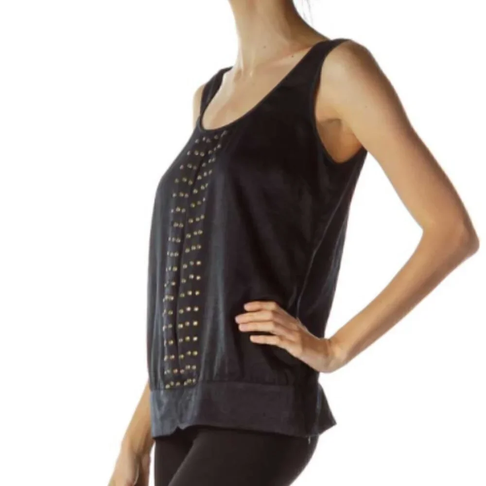 BCBGeneration Black Satin Beaded Tank Top - Picture 2 of 3